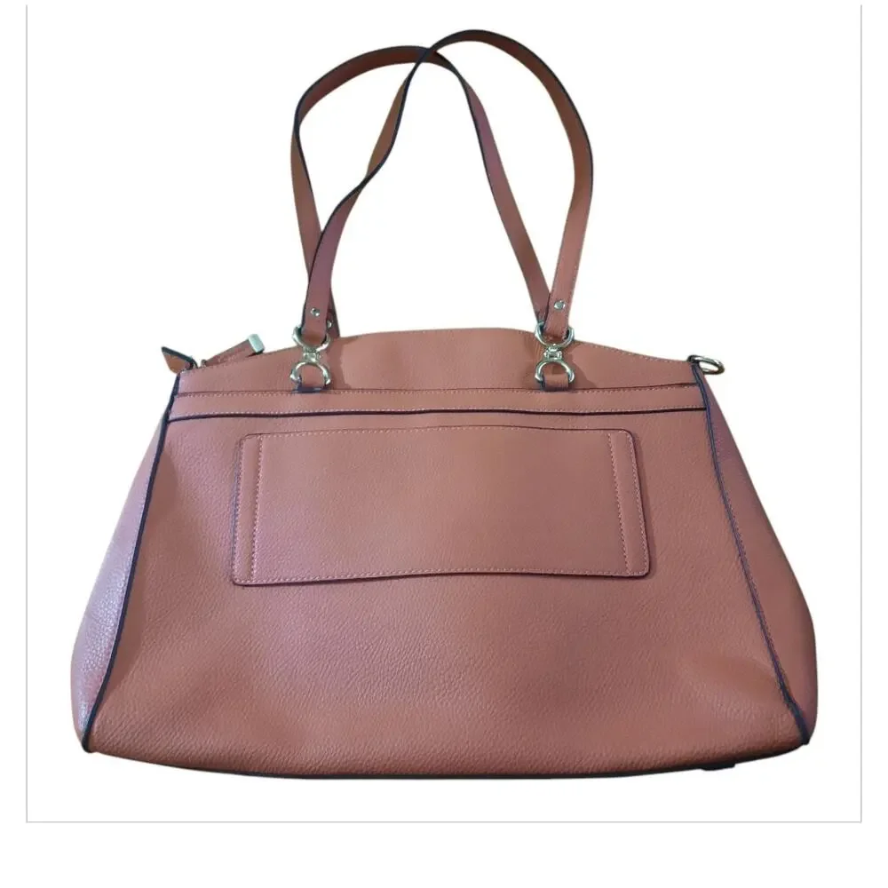 Simply Noelle Womens Coral Satchel Laptop Tote Zip Compartments and Pockets